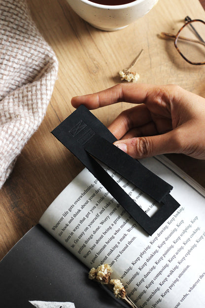 Leather Bookmark - Grey