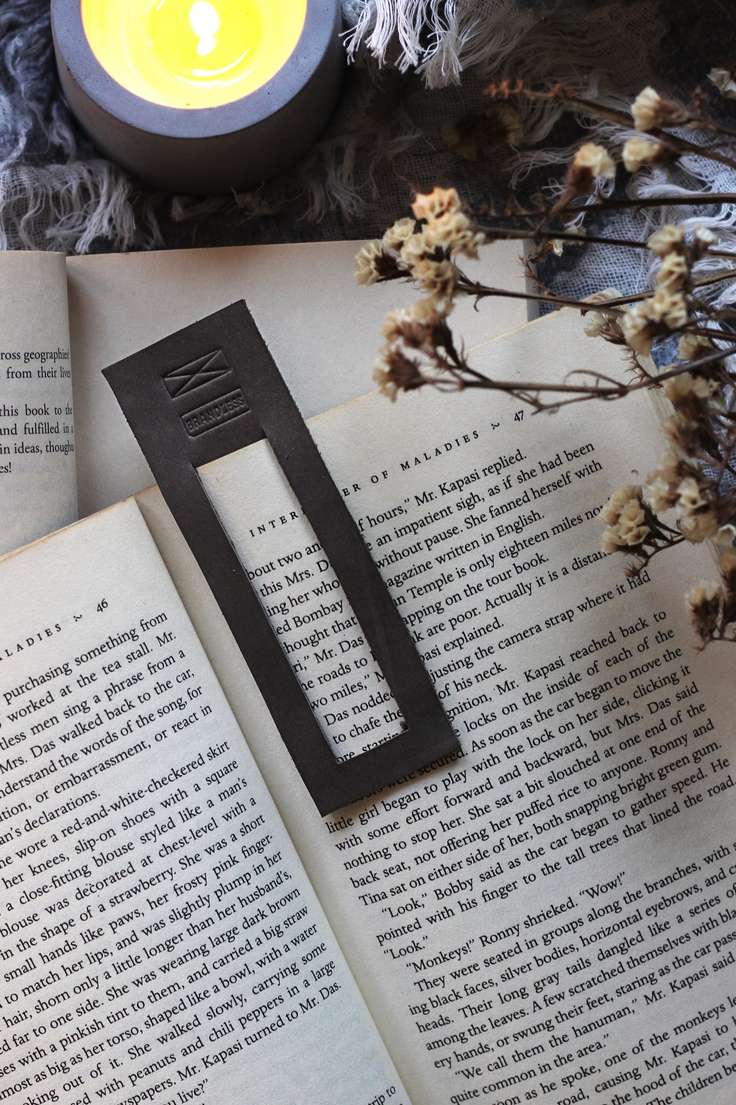 Leather Bookmark - Grey