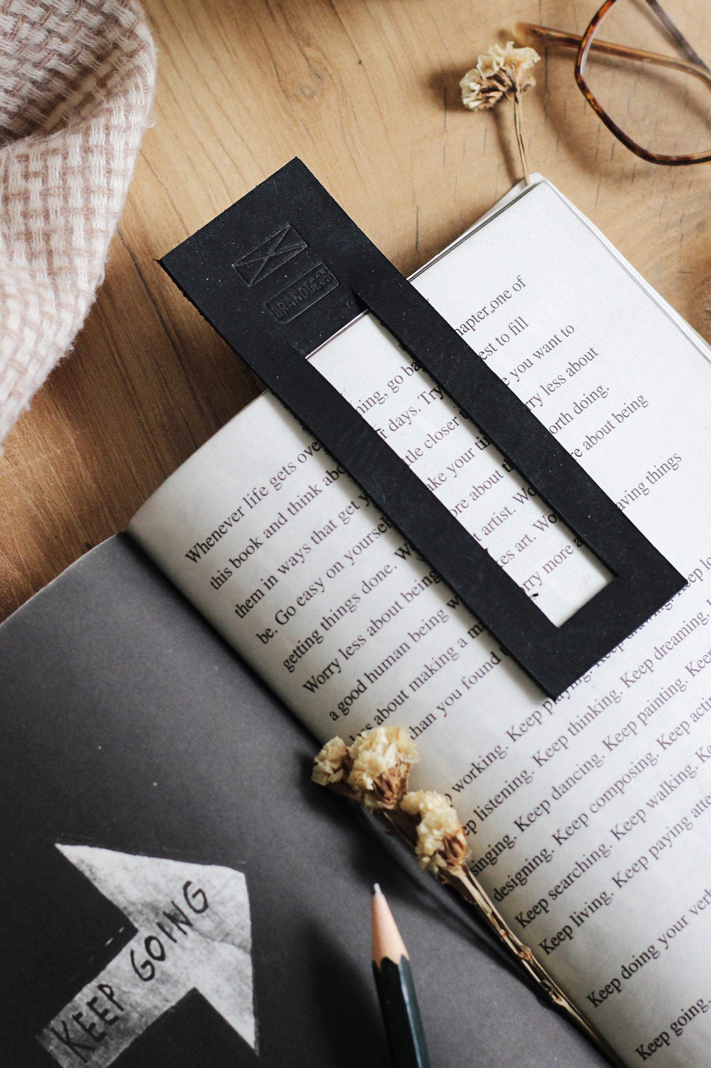 Leather Bookmark - Grey