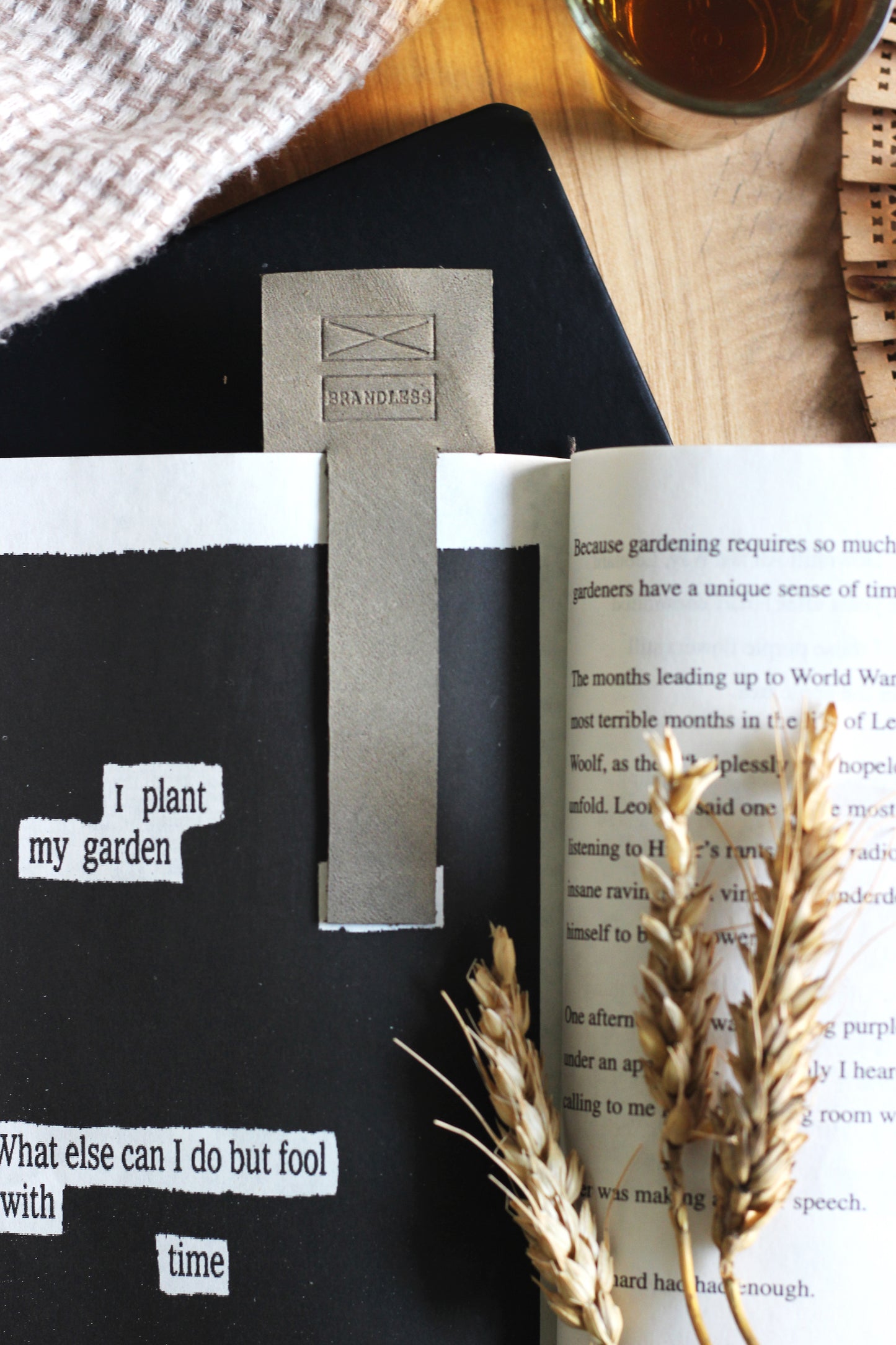 Leather Bookmark - Grey