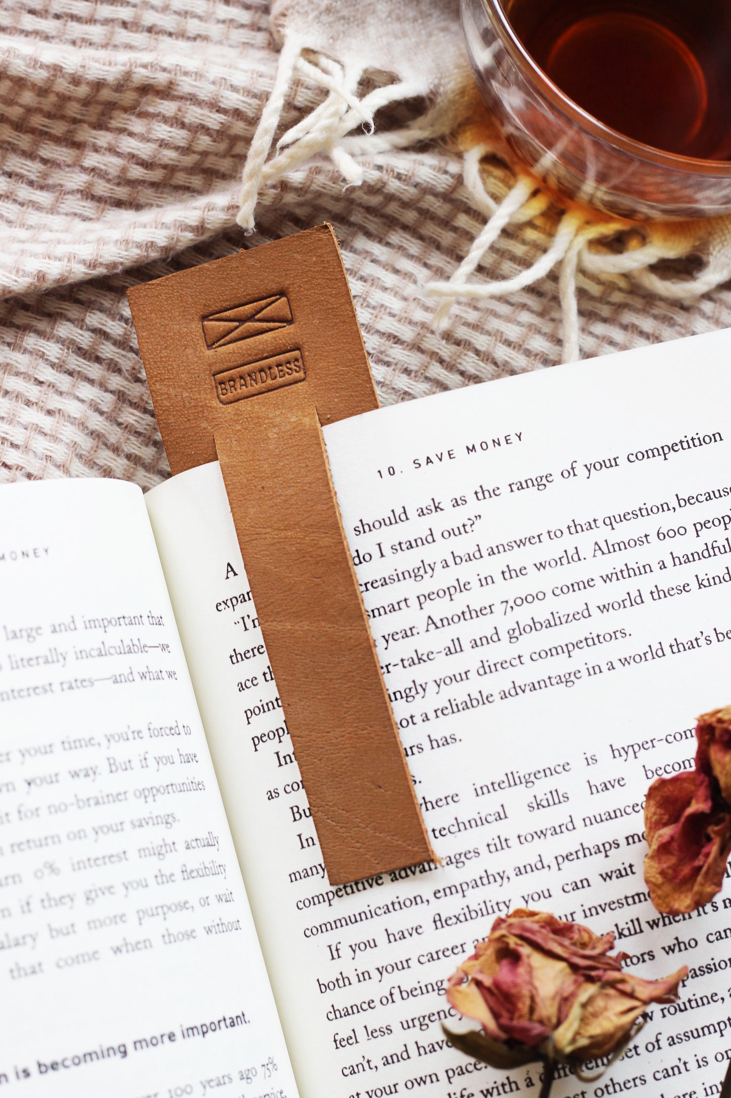 Leather Bookmark - Grey