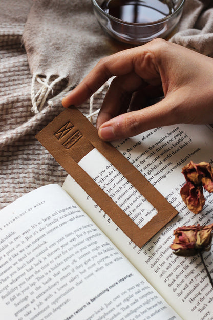 Leather Bookmark - Olive Green