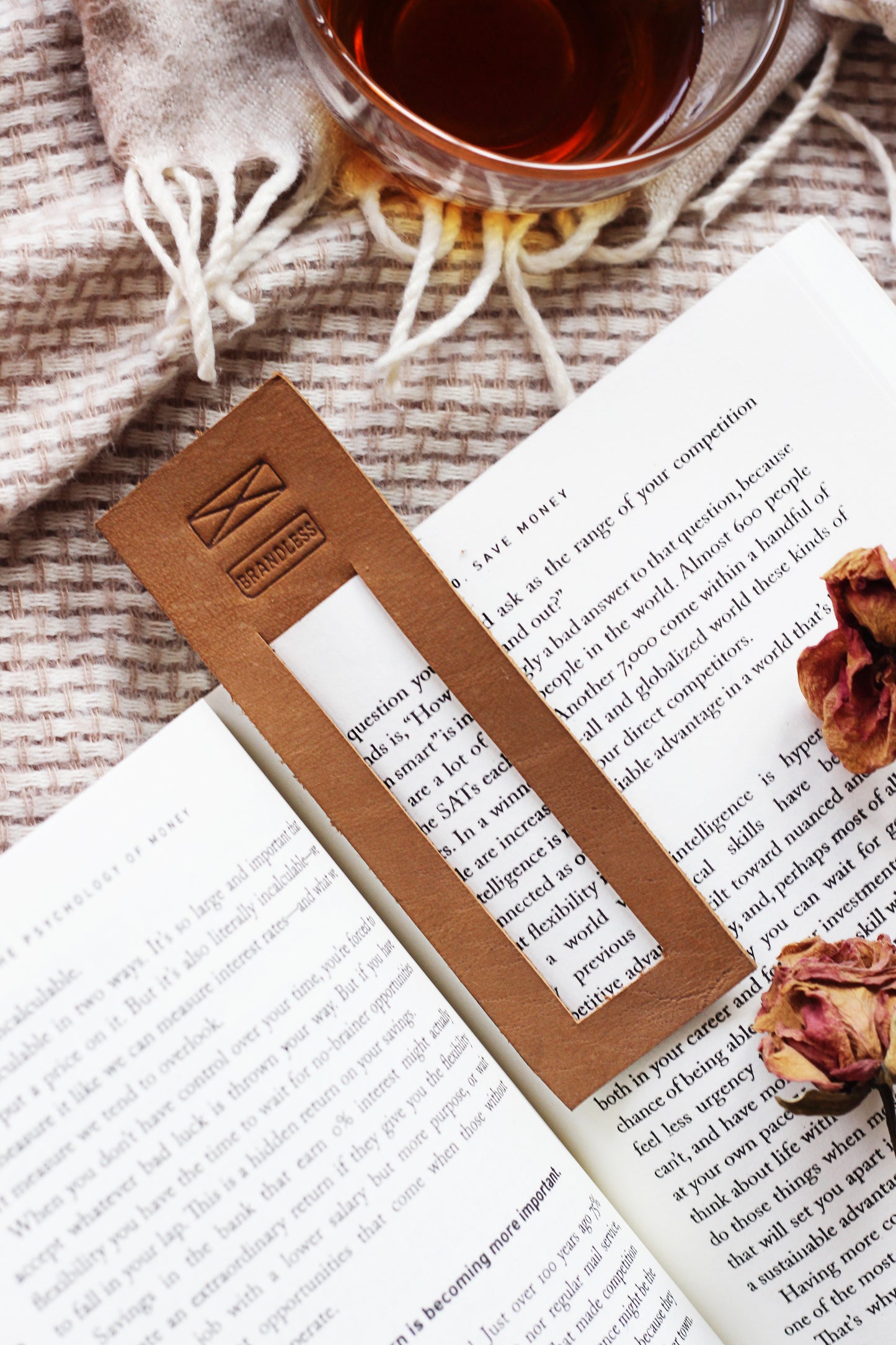 Leather Bookmark - Olive Green