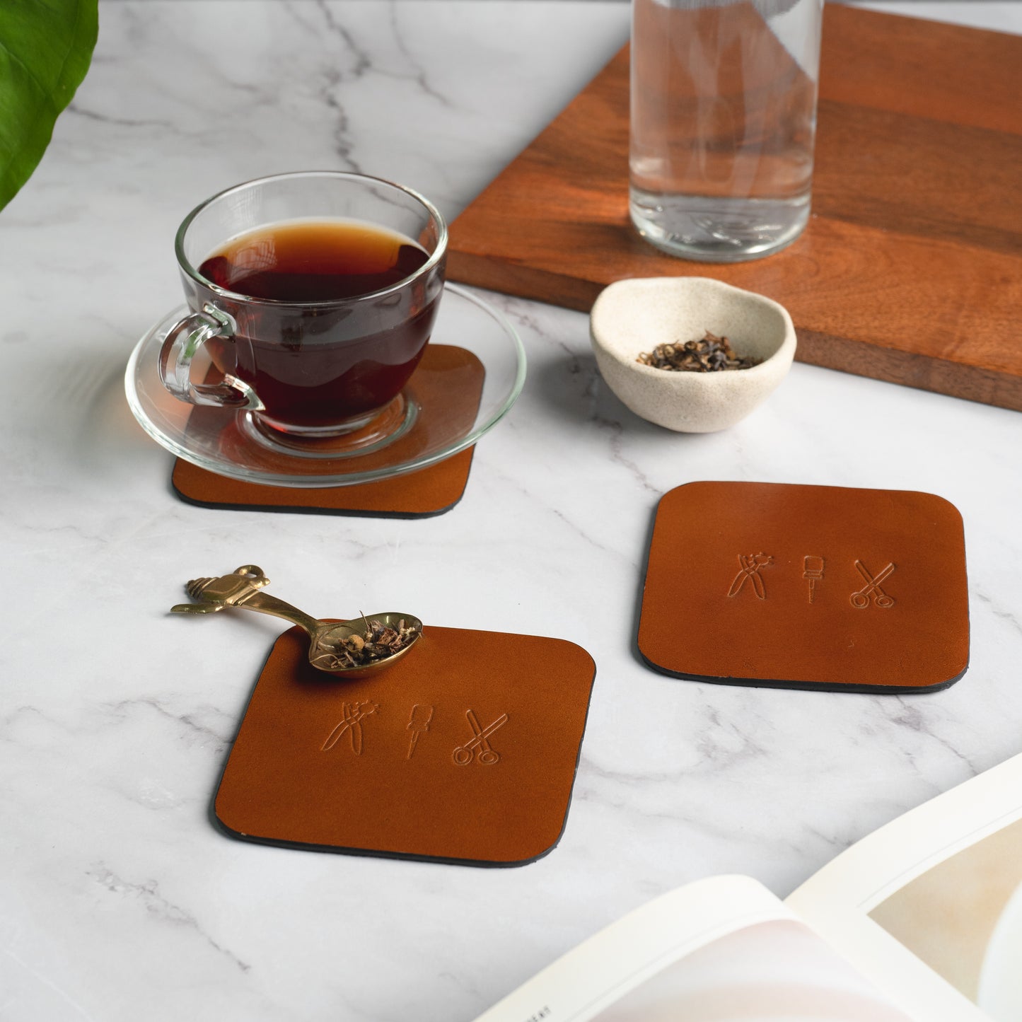 Leather Coaster (Set of 2)- Tan