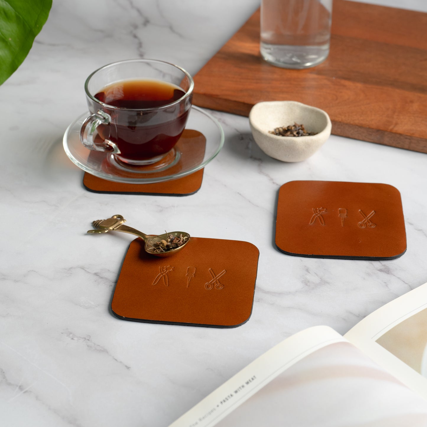 Leather Coaster (Set of 2)- Tan