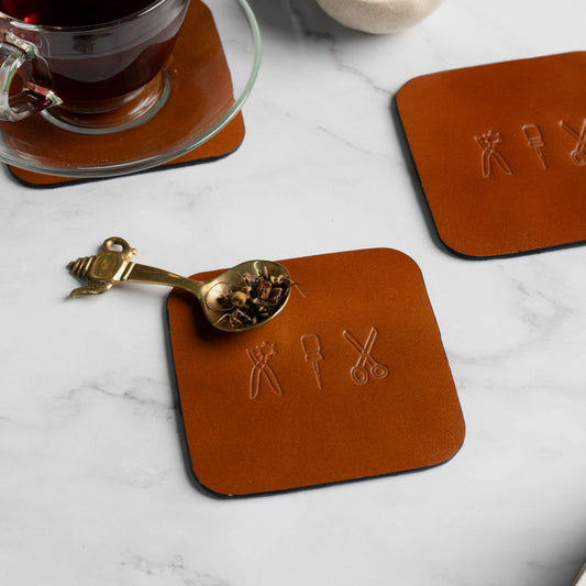 Leather Coaster (Set of 2)- Tan