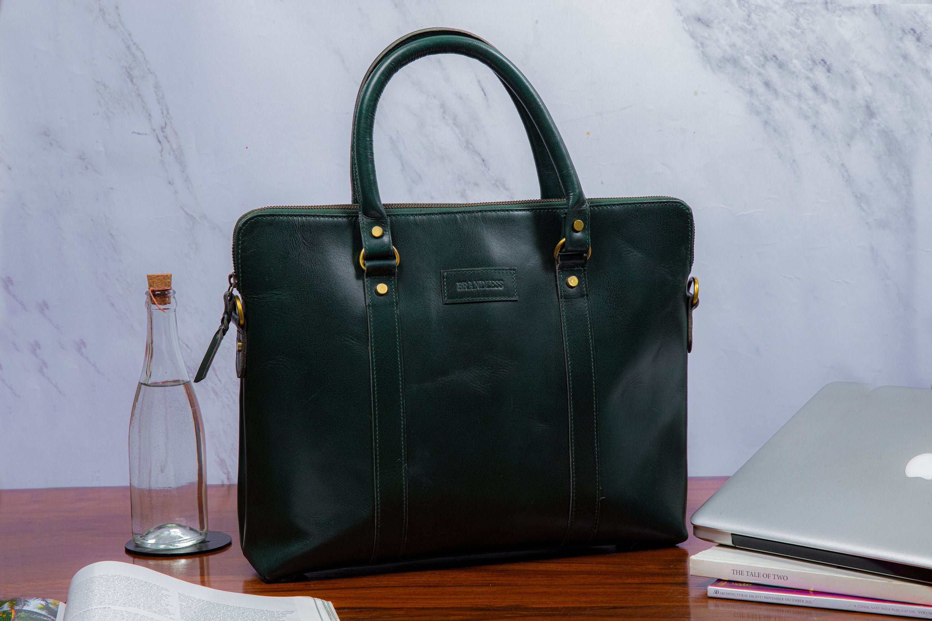 All Day Tote Bag- Dark Green Leather – Brandless